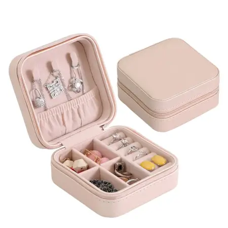 Jewellery Box for Women, Mini Portable Jewelry Box Organizer PU Leather Jewellerrying Display Holder, Small Travel Jewellery Box for Girls, Women, Mother, Daught Travel Ring, Pendant, Earring