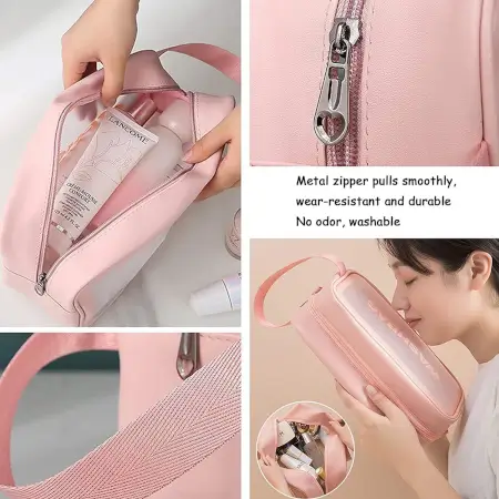 Cosmetic Pouch, Make up Bag for Home & Travel, Toiletry Bag for Cosmetics, Brushes, Accessories Set of 3 Small, Medium & Big - Wash Bag ( default, MEDIUM ).