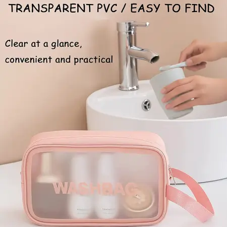 Cosmetic Pouch, Make up Bag for Home & Travel, Toiletry Bag for Cosmetics, Brushes, Accessories Set of 3 Small, Medium & Big - Wash Bag ( default, MEDIUM ).