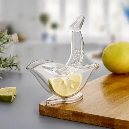 Manual Lemon Slice Squeezer, Portable Transparent Fruit Juicer, Orange Citrus Manual Bird Shape Hand Juicer for Orange Lemon Lime, for Kitchen (Color Box) ( default, Standard ).