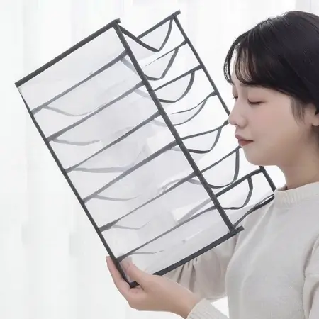 Clothes Organizer +7 Grid, Drawer Wardrobe Clothes Organizer, Jeans Closet Cabinet Organizers, Portable Foldable Storage Containers ( default, Standard ).
