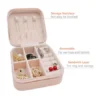 Jewellery Box for Women, Mini Portable Jewelry Box Organizer PU Leather Jewellerrying Display Holder, Small Travel Jewellery Box for Girls, Women, Mother, Daught Travel Ring, Pendant, Earring