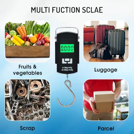 Electronic Portable Fishing Hook Type Digital LED Screen Luggage Weighing Scale, 50 kg/110 Lb (Black) ( default, Standard )