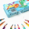Multipurpose Compass Box, Plastic Double Deck Pencil Case with 2 Compartments, Supplies Utility Box Storage Organizer, Pencil Box for School, Cartoon Printed Pencil Case for Kids.