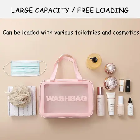 Cosmetic Pouch, Make up Bag for Home & Travel, Toiletry Bag for Cosmetics, Brushes, Accessories Set of 3 Small, Medium & Big - Wash Bag ( default, MEDIUM ).