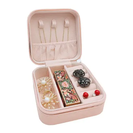 Jewellery Box for Women, Mini Portable Jewelry Box Organizer PU Leather Jewellerrying Display Holder, Small Travel Jewellery Box for Girls, Women, Mother, Daught Travel Ring, Pendant, Earring