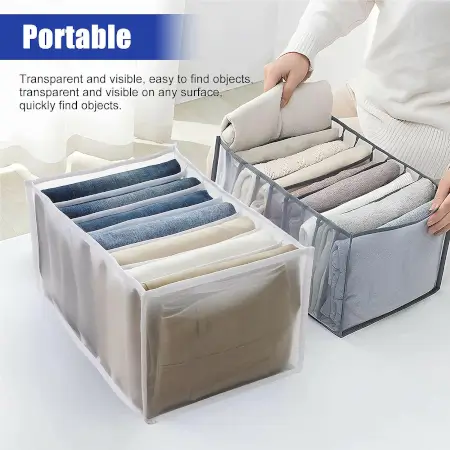 Clothes Organizer +7 Grid, Drawer Wardrobe Clothes Organizer, Jeans Closet Cabinet Organizers, Portable Foldable Storage Containers ( default, Standard ).