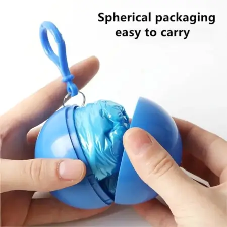 Disposable Raincoat for Kids with Hood and Attachable Round Case, Clear Plastic Raincoats for Emergency, Girls, Boys Disposable Emergency Ball Raincoat For Traveling and Outdoor Activities.