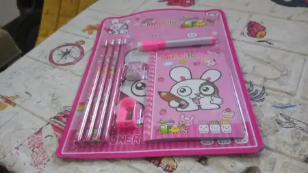Kids' Stationery Kit: Wooden Pencils, Sharpener, Eraser, Diary (8 Pc Set) ( default, Standard ).