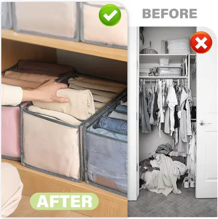 Clothes Organizer +7 Grid, Drawer Wardrobe Clothes Organizer, Jeans Closet Cabinet Organizers, Portable Foldable Storage Containers ( default, Standard ).