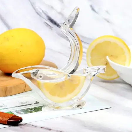 Manual Lemon Slice Squeezer, Portable Transparent Fruit Juicer, Orange Citrus Manual Bird Shape Hand Juicer for Orange Lemon Lime, for Kitchen (Color Box) ( default, Standard ).