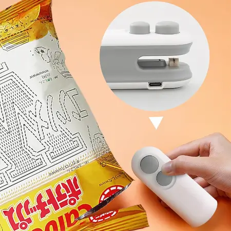 Mini Bag Sealer, 2 in 1 Seal & Cutter Heat Sealers, TYPE-C USB Charging Portable Bag Reseller, Handle Food Sealer, Sealing Machine for Food Storage Plastic Bags Snacks Keep Food Fresh ( defau