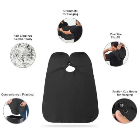 Black Beard Apron Hair Clippings Catcher Grooming Bib ( black, Standard ).