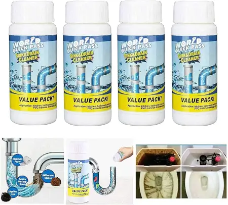 Powerful Sink and Drain Cleaner, Portable Powder Cleaning Tool Super Clog Remover Chemical Powder Agent for Kitchen Toilet Pipe Dredging (110 Gm) ( red, Standard ).