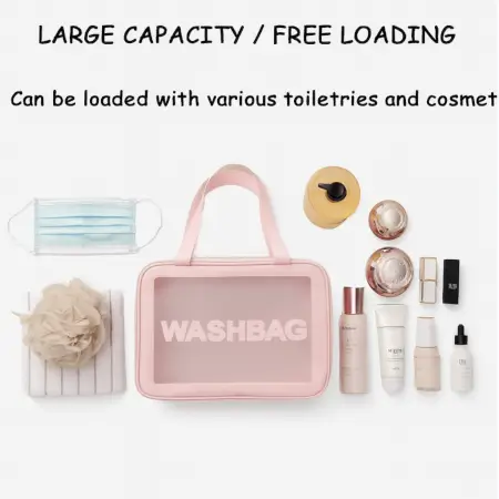 Cosmetic Pouch, Make up Bag for Home & Travel, Toiletry Bag for Cosmetics, Brushes, Accessories Set of 3 Small, Medium & Big - Wash Bag ( default, MEDIUM ).