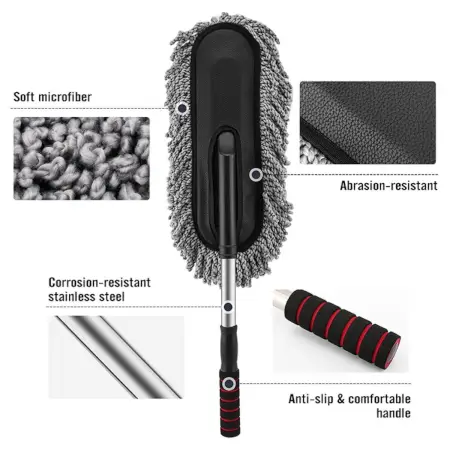 Car Duster, Long Retractable / Soft / Non-Slip / Handle Multipurpose Microfiber Wash Brush Vehicle Interior and Exterior Cleaning Kit with for Car, Boats or Home ( default, Standard ).