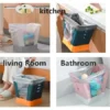 Expandable Trash Can (1 Pc): Plastic, Large Capacity, Kitchen & Bathroom ( default, LARGE ).